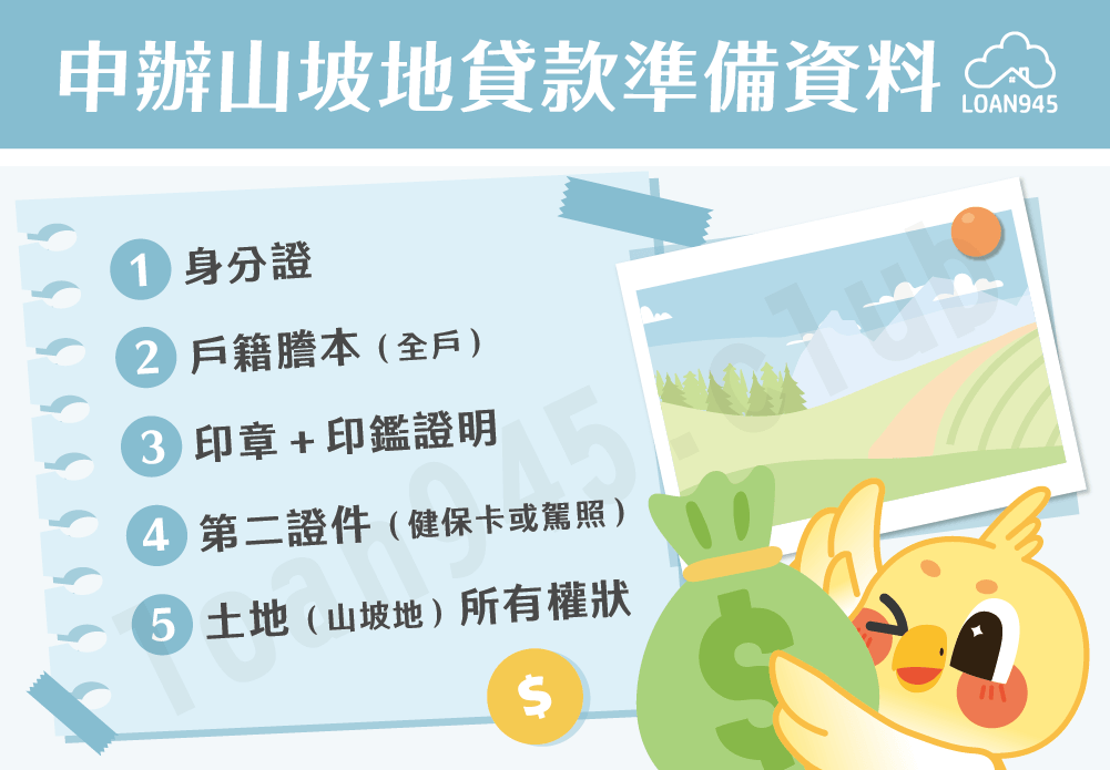 申辦山坡地貸款準備資料【貸款就找我】