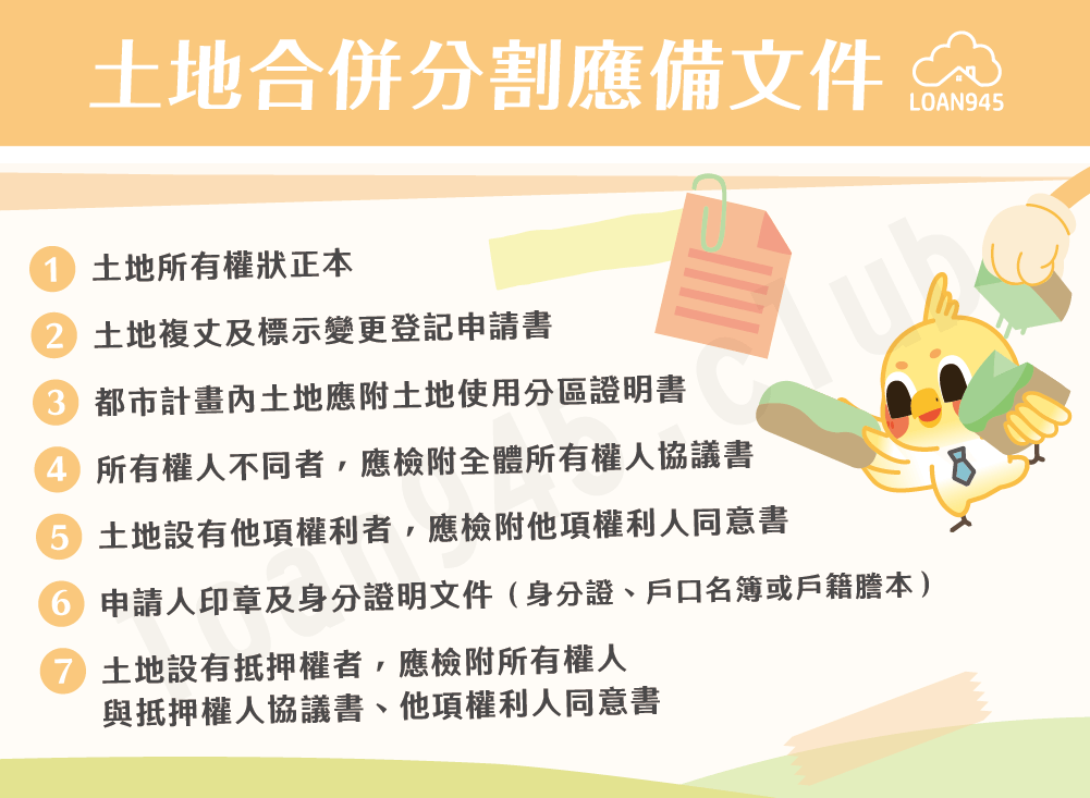 土地合併分割應備文件【貸款就找我】