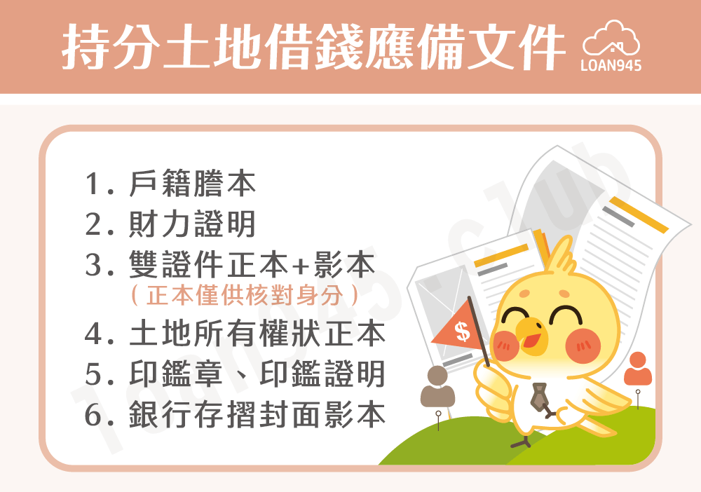 持分土地借錢應備文件【貸款就找我】
